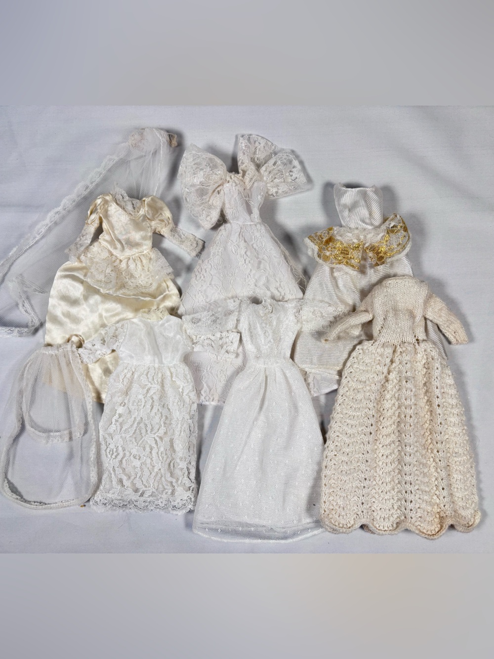 Vintage doll Wedding Gown & Bridal Outfit Lot (6 Dresses + Veils)